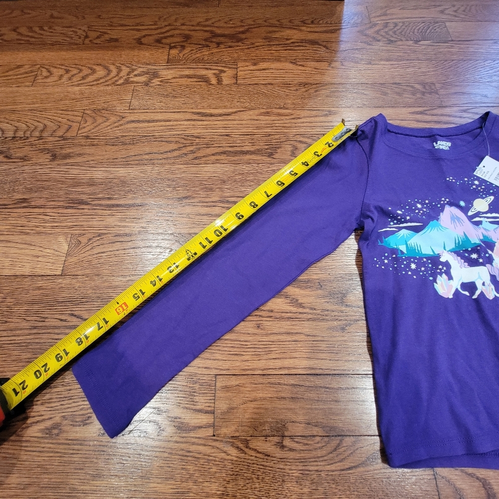 Lands' End Magical Unicorn Purple Graphic Long Sleeve Tee Girls Size S 6/7 NWT - Picture 6 of 10